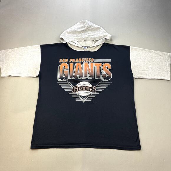 Vintage San Francisco Giants T-Shirt Hoodie Adult XL Black Logo 7 MLB USA 90s - Picture 1 of 15